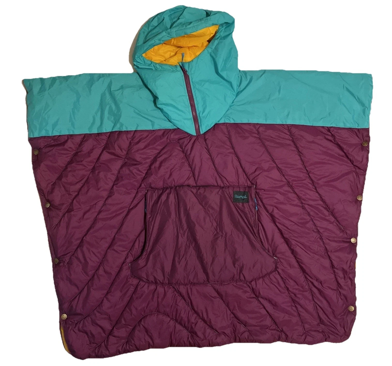 Rumpl Puffer Poncho Hooded Jacket Adult One Size, purple, Quilted Down Filling