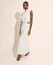 Bardot Iconic Delphine High-Neck Cut-Out Maxi Dress Light Aqua 12