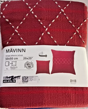 IKEA MÄVINN Cushion Cover 20x20" Red White Embroidered Cotton NEW 405.876.78 NEW