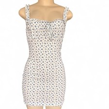SHEIN White Mini Dress With Blue Floral Print Size Medium