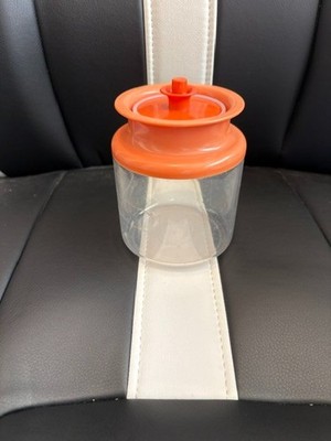 TUPPERWARE ~ Counter Parts #1 Clear Acrylic w/Orange Push button Seal 2.25 Cups