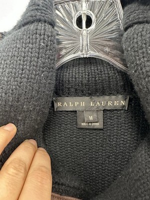 Black Label Ralph Lauren Black Knit 100% Cashmere & Leather Buckle