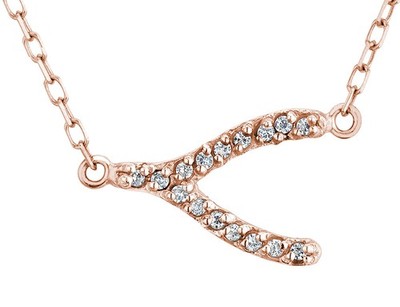 Weißtopas Wishbone Anhänger Halskette in Sterlingsilber mit Rosévergoldung