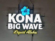 Kona Big Wave Beer Hawaii Aloha 24" Vivid LED Neon Sign Light Lamp Dimmer VL