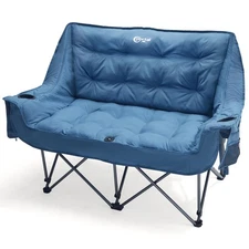Double Camping Chair, 2 Person Folding Loveseat for Adults, Padded Cushion Ca...