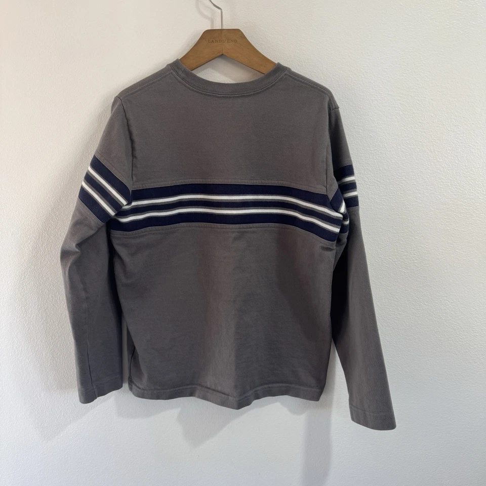 Camisa Hanna Andersson Niños 150 cm/EE. UU. 12 Rugby Rayas Gris Azul Blanco Algodón Foto 2 de 4