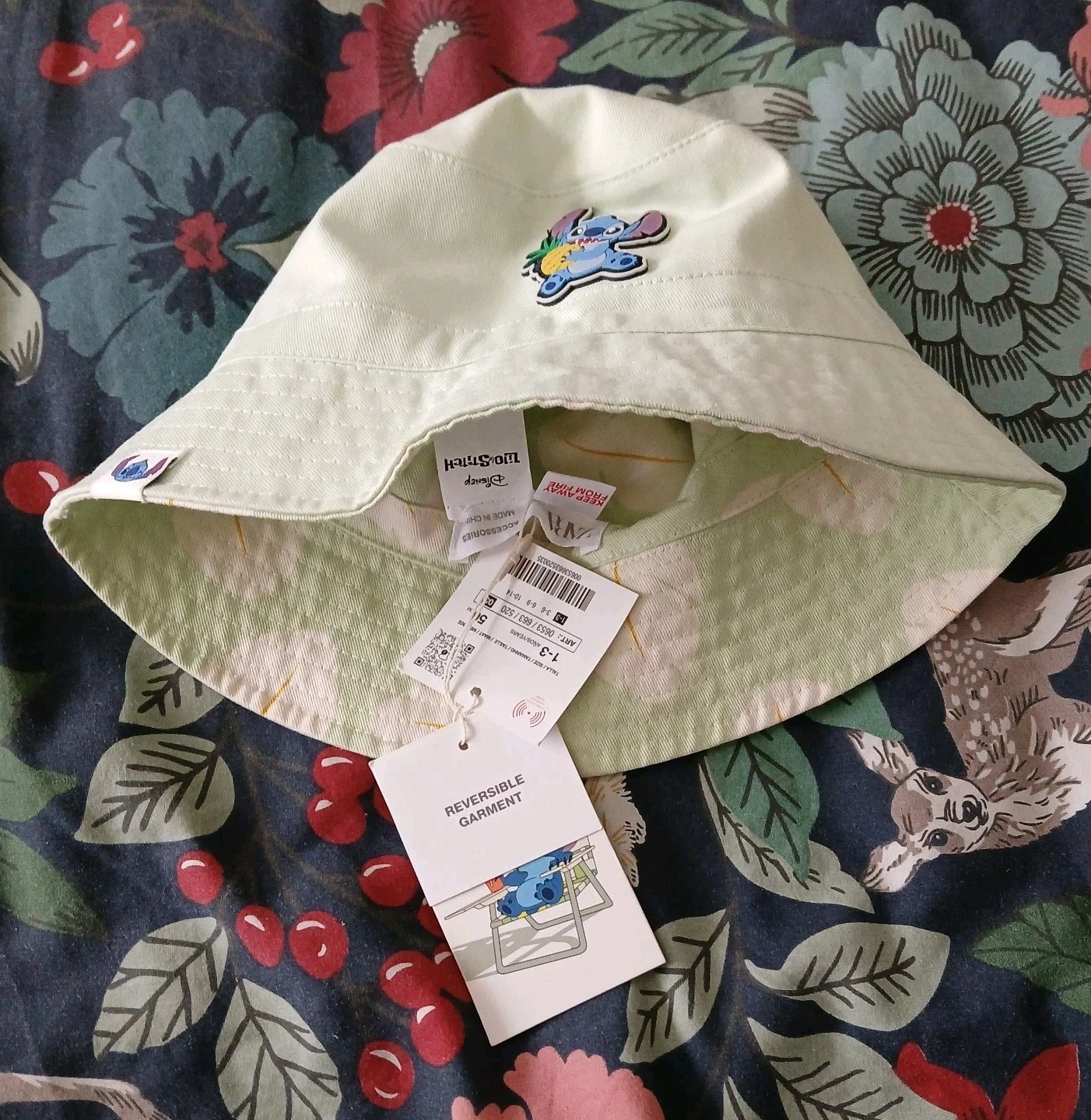 New ZARA X DISNEY Unisex Toddlers Lilo & Stitch Reversible Bucket Hat Sz 1-3yrs