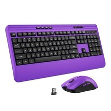 Wireless Keyboard and Mouse Set with Quiet Keys, 2.4G Full Size dark purple