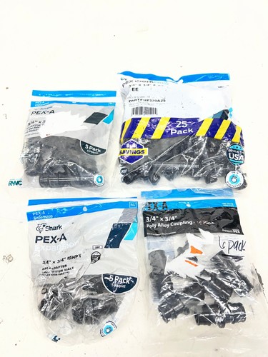 (25)SharkBite 3/4 in.Tee (6)Apollo Coupling (5) 3/4 inx1/2in.Tee(5) 3/4 in. MNPT