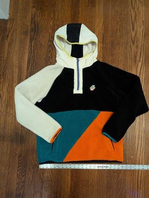SUPERDRY Sportstyle Energy Sherpa Fleece Colorblock Quarter zip Hoodie Men's L