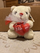 White Teddy Bear Plush I Love You Red Heart Stuffed Animal Valentines