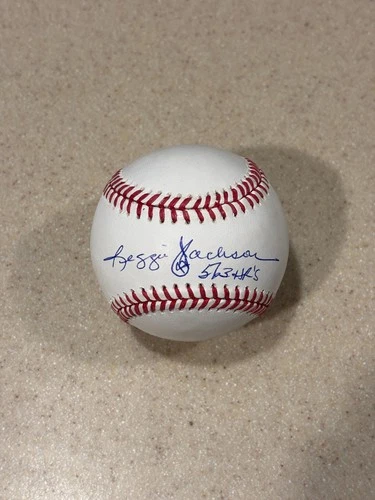 Reggie Jackson signed OML baseball w/ 563 HRs inscription ** Beckett **