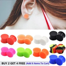 2PCS Solid Silicone Ear Skins Double Flared Saddle Ear Gauges-Soft Ear plugs US