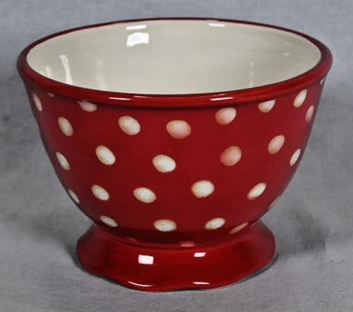 Certified International Lori Ceramic Red Bowl White Polka Dots