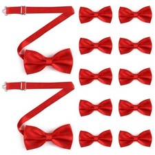 12 Pcs Bow Tie, Pre-tied Bow Ties for Men Women Boys, Adjustable Clip Red