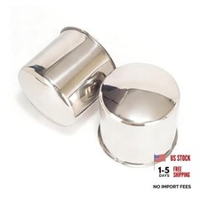 2Pcs 4.9" Push Through Wheel Center Caps Stainless 4.9" Hub 4.8"H Chrome