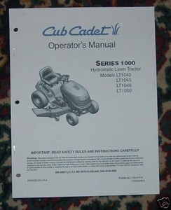 CUB CADET LT1042, LT1045, LT1046 & LT1050 OWNERS OPERATORS MANUAL | eBay