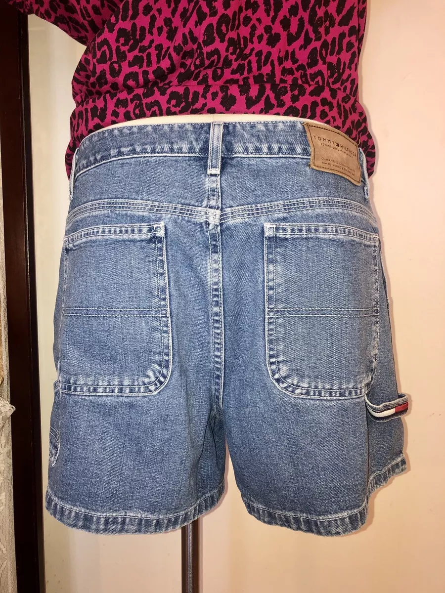 Tommy Hilfiger Women's Jean Denim Shorts Size 8 Hammer Loop Carpenter  Shorts Y2K