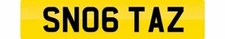 TAZZ SNOB NUMBER PLATE SN06 TAZ CHERISHED CAR REG TAZZY SNOG TAZY TAZ'S TAZZA UK