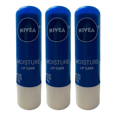 3 Pack Nivea Moisture Lip Care 0.17 oz Shea Butter Discontinued Formula