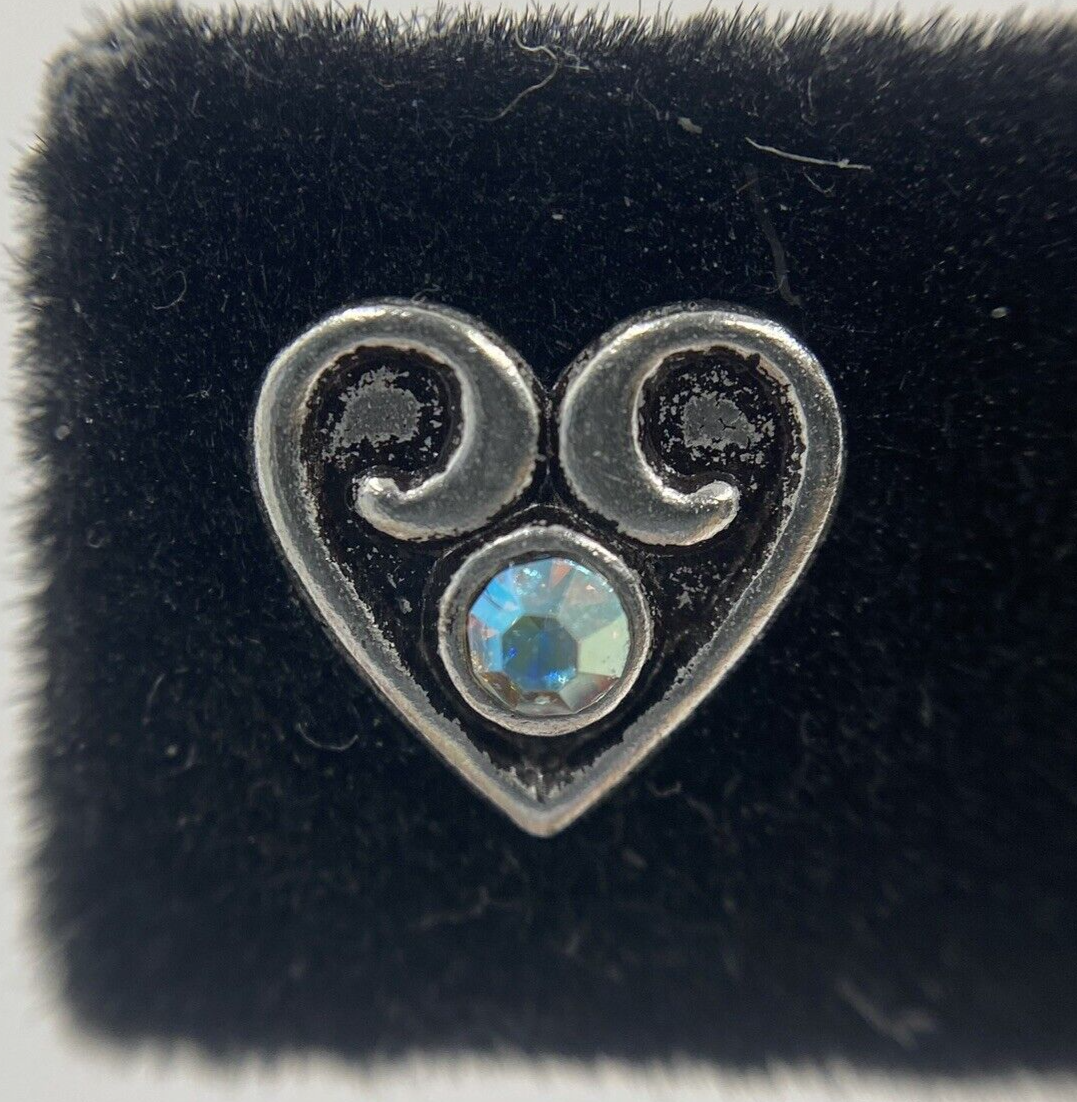 Sterling Silver Scroll Heart Stud Earrings with AB Crystals 925 Elegant Jewelry