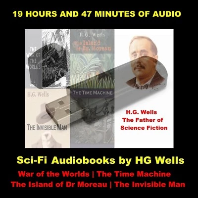 H.G. WELLS SCI-FI AUDIOBOOKS. 4 MOST NOTABLE WORKS ON A USB FLASH DRIVE!