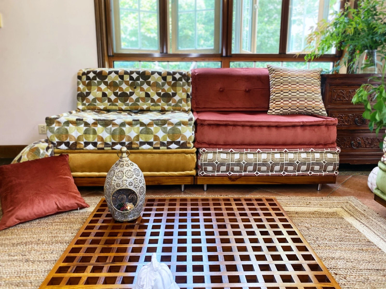 Custom Teak Wood Base 4 Mah Jong Modular Daybed Sofa Couch Outdoor Indoor
Opens in a new window or t