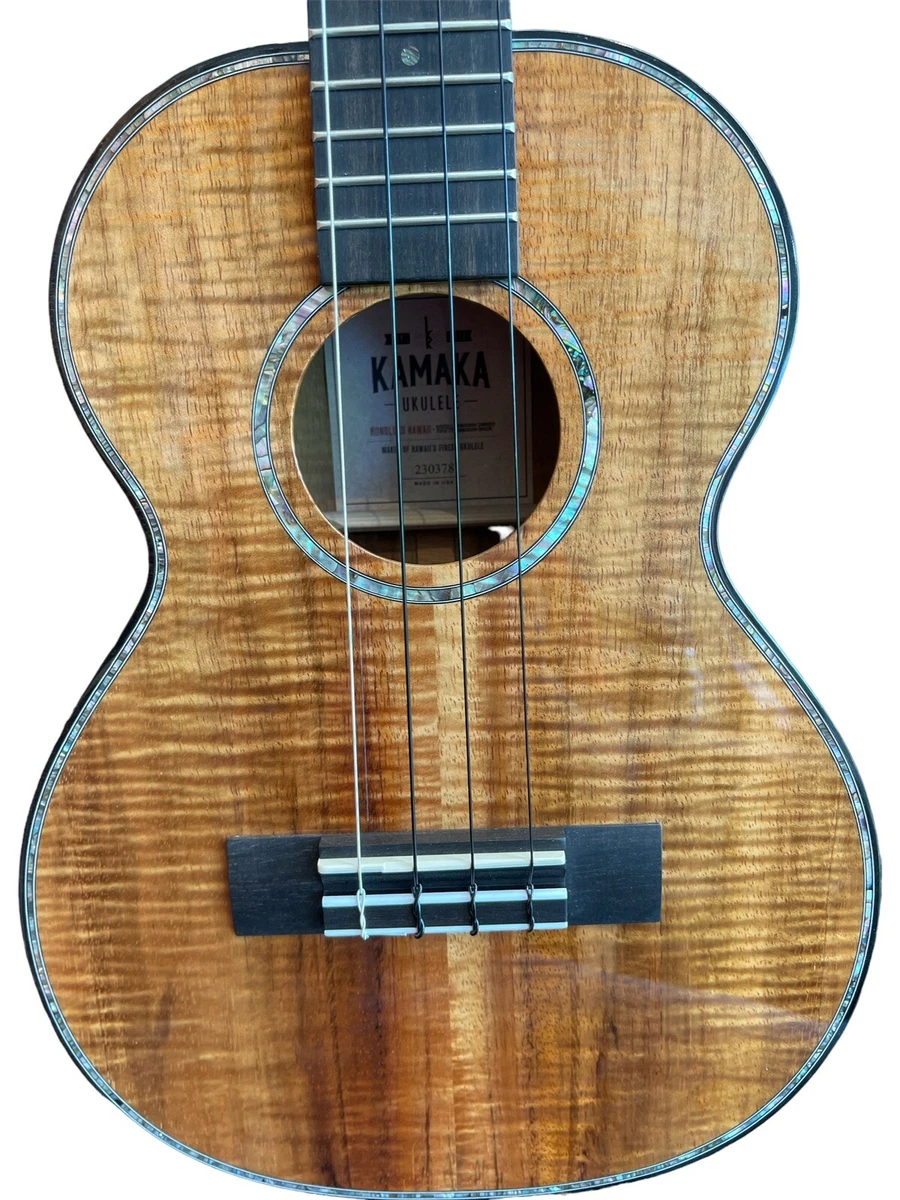 Kamaka Tenor HF3 D2 Koa Wood Ukulele Slotted Head Stock