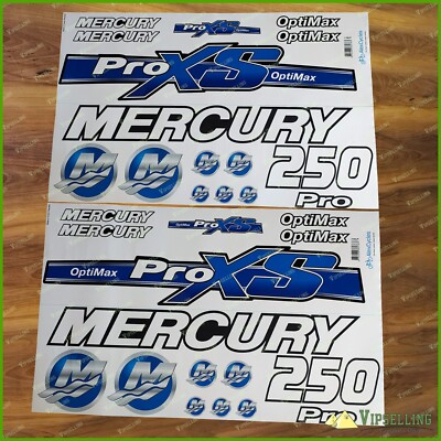 Mercury 250 HP Optimax ProXS Outboadrs Motor Blue Laminated Decals Stickers Kit