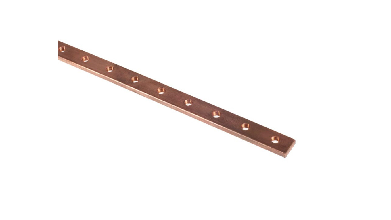 Copper busbar 12x4x1000mm perforated M5 037389 /T2UK