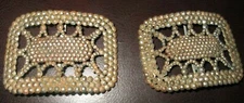 French Steel Cut Shoe Clips Buckles Pair Antique Victorian France Set 2 