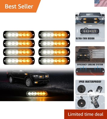 Bright Amber White Strobe Lights for Vehicles - Easy-to-Install Safety Solution