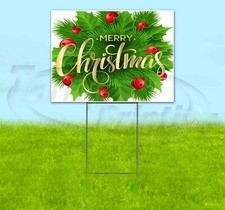 MERRY CHRISTMAS 18x24 Yard Sign Corrugated Plastic Bandit Lawn USA HOLIDAYS