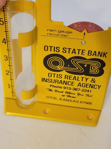 Vintage Otis State Bank Realty & Insurance Agency Otis Kansas Rain Gauge - Picture 5 of 10