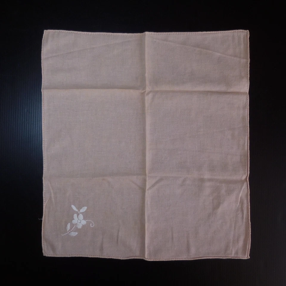 Napperon lin rectangle marron blanc broderie fleur Art Nouveau France N7201 - Photo 2/4
