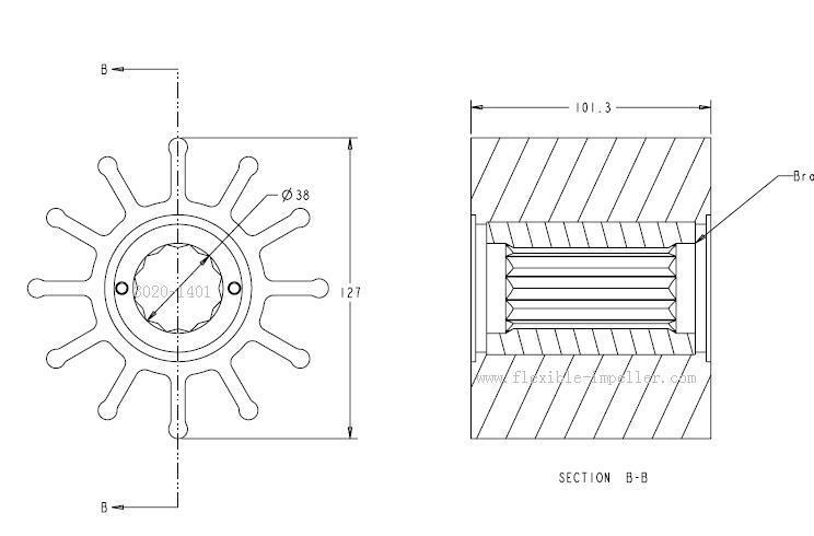 Water Pump Impeller Jabsco 31500-0001 Kashiyama SP-500 Water Pump Impeller Jabsco 31500-0001 Kashiyama SP-500