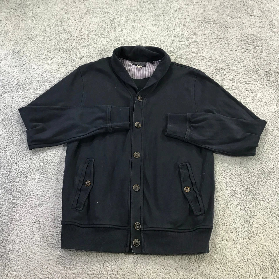 Ted Baker Suéter Para Hombres 4 Chal Cuello Cárdigan Azul Bolsillo Informal Adulto Foto 2 de 4