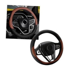 Car Steering Wheel Cover, Premium Leather Steering Wheel Protector Black Coffee