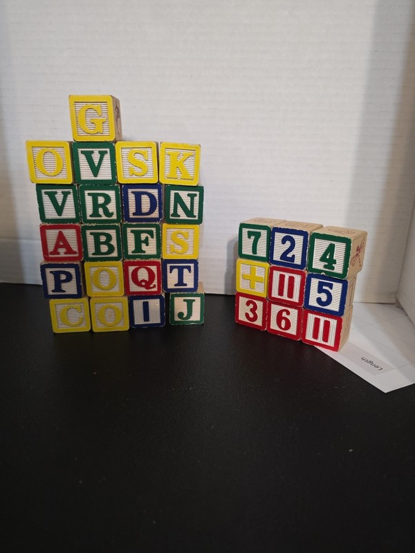 Wooden Letter And Numbers Blocks 1" Set Of 30