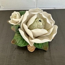 Vtg Porcelain Blooming Magnolia Flower Accent Night Light Tabletop Lamp