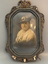 Antique Convex Bubble Glass Frame Octagonal Victorian Gesso Portrait C1900