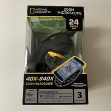 National Geographic 40X -640X Zoom Microscope 24 Piece Set Checked 100% Working