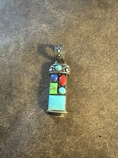 TJT Southwestern Pendant Sterling Silver 925 Multi Stone with Turquoise