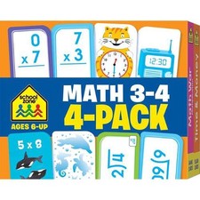 School Zone Math 3-4 Flash Cards 4-Pack by School Zone English Cards Book