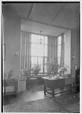 Albert Wilson, residence in Mamaroneck, New York. Bay window, living room