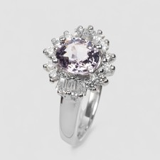 Pristine Burma Gray Purple Spinel 925 Sterling Silver Rings Finish Fine Jewelry