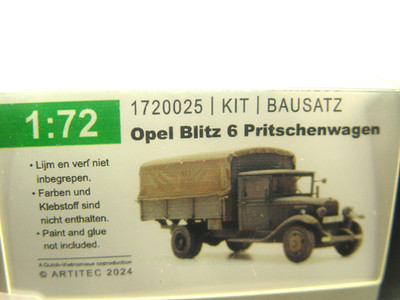 Opel Blitz 6 Pritschen LKW    - Artitec  Bausatz  1:72 - 1720025  #E