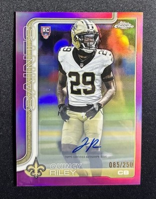 2025 Topps Chrome Quincy Riley Pink Rookie Auto /250 New Orleans Saints #RA-QR