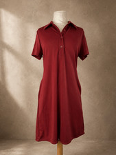 Uniqlo Sz S Crepe Jersey Mini Polo Dress Burgundy Red Athletic Casual Stretch