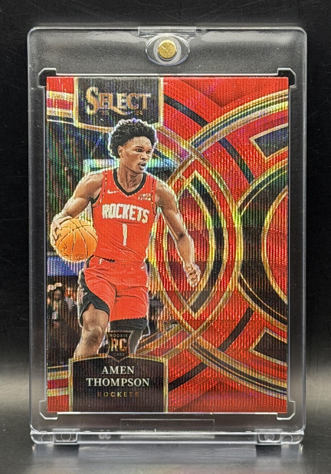 Amen Thompson 2023-24 Panini Select - Premier Red Wave Prizm Rookie RC #122 SP